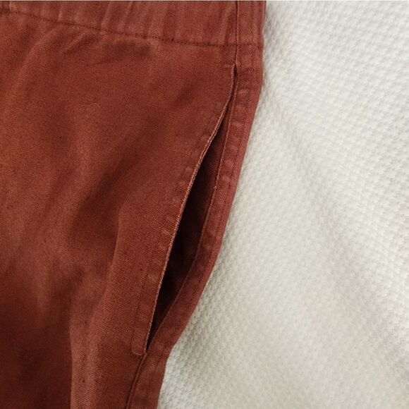 My Weekend Clothes Linen Wide Leg Pants with Relaxed Fit Orange Rust - Picture 6 of 12
